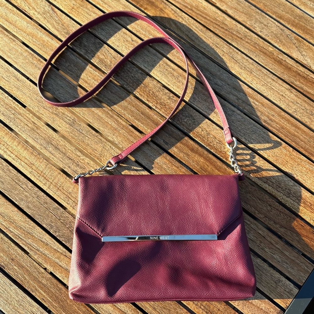 Nine West Crossbody / Clutch Bag | Burgundy | Good Condition | Link Chain - Picture 7 of 15